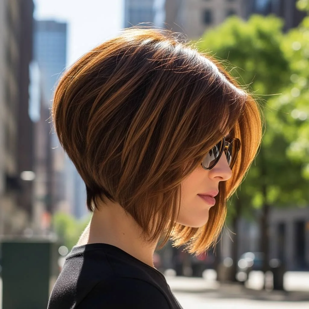 6. Layered Angled Graduated Bob