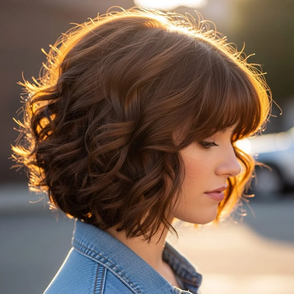 6. Layered Curly Inverted Bob
