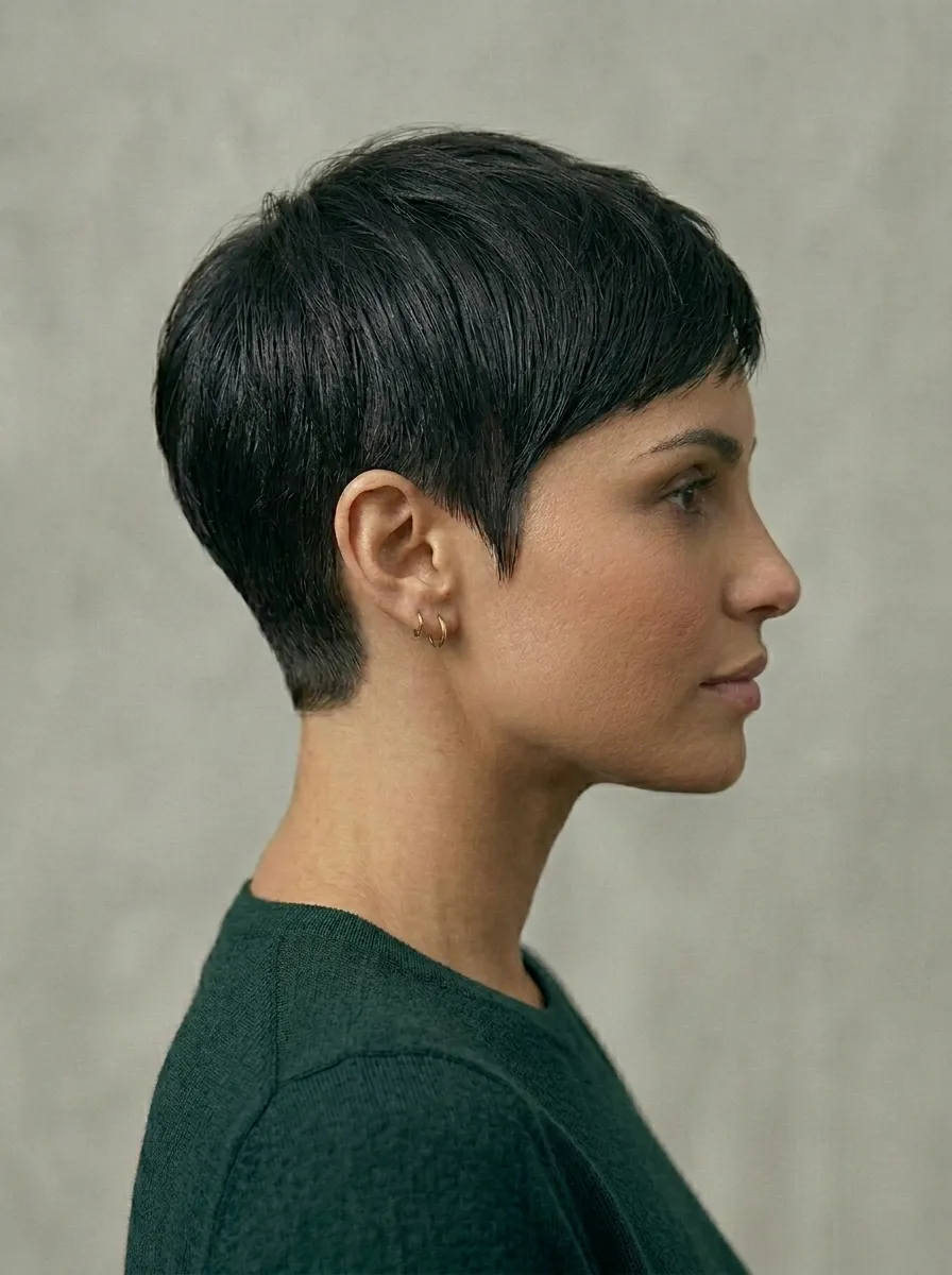 Cropped Black Pixie With Natural Shine