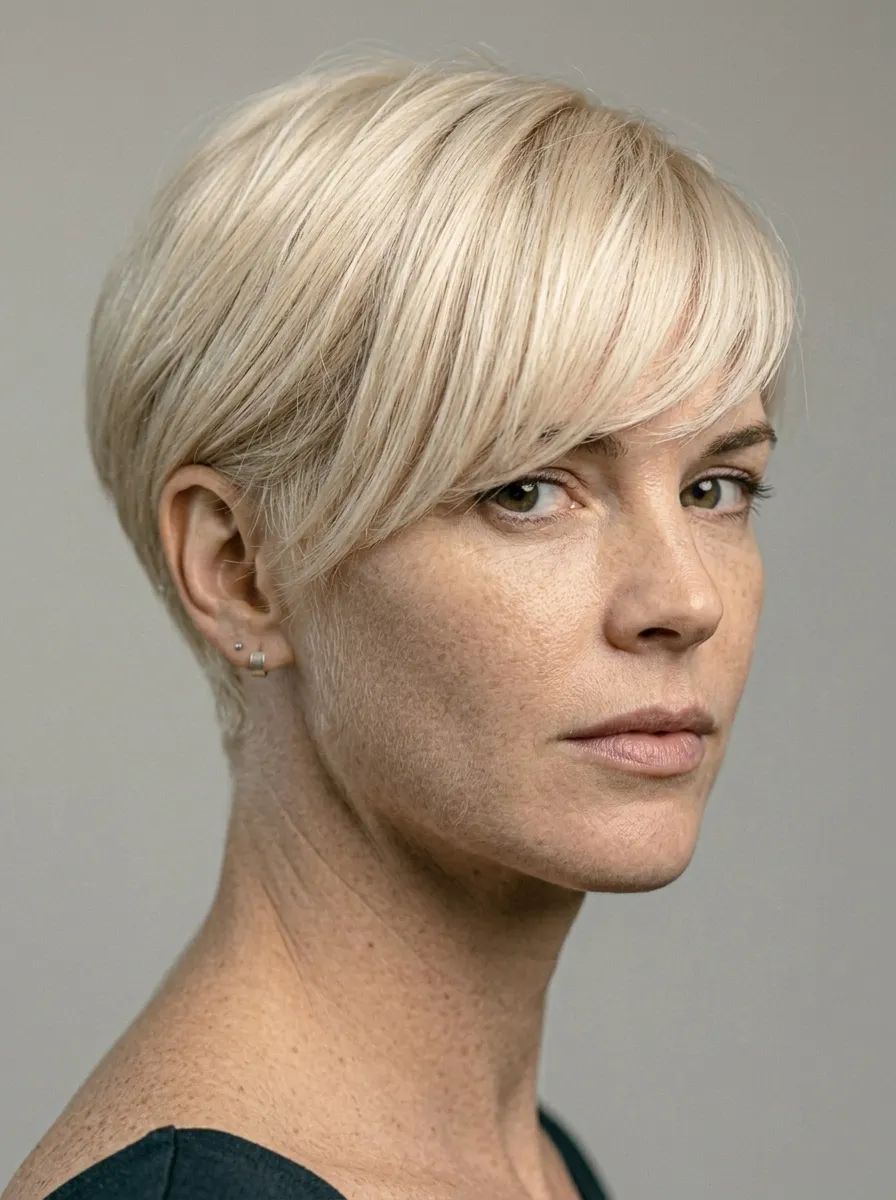 Blonde Pixie with Longer Side Bangs