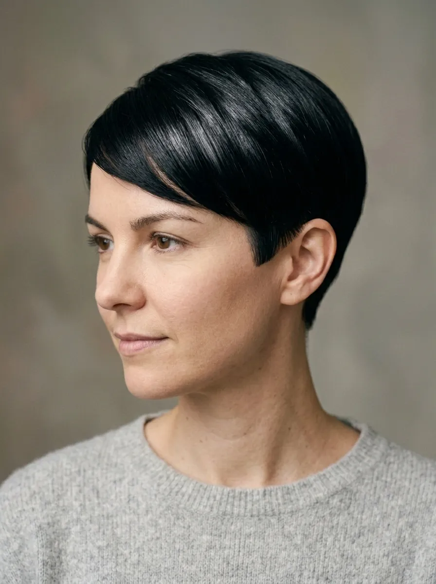 Black Pixie With Slight Forward Sweep