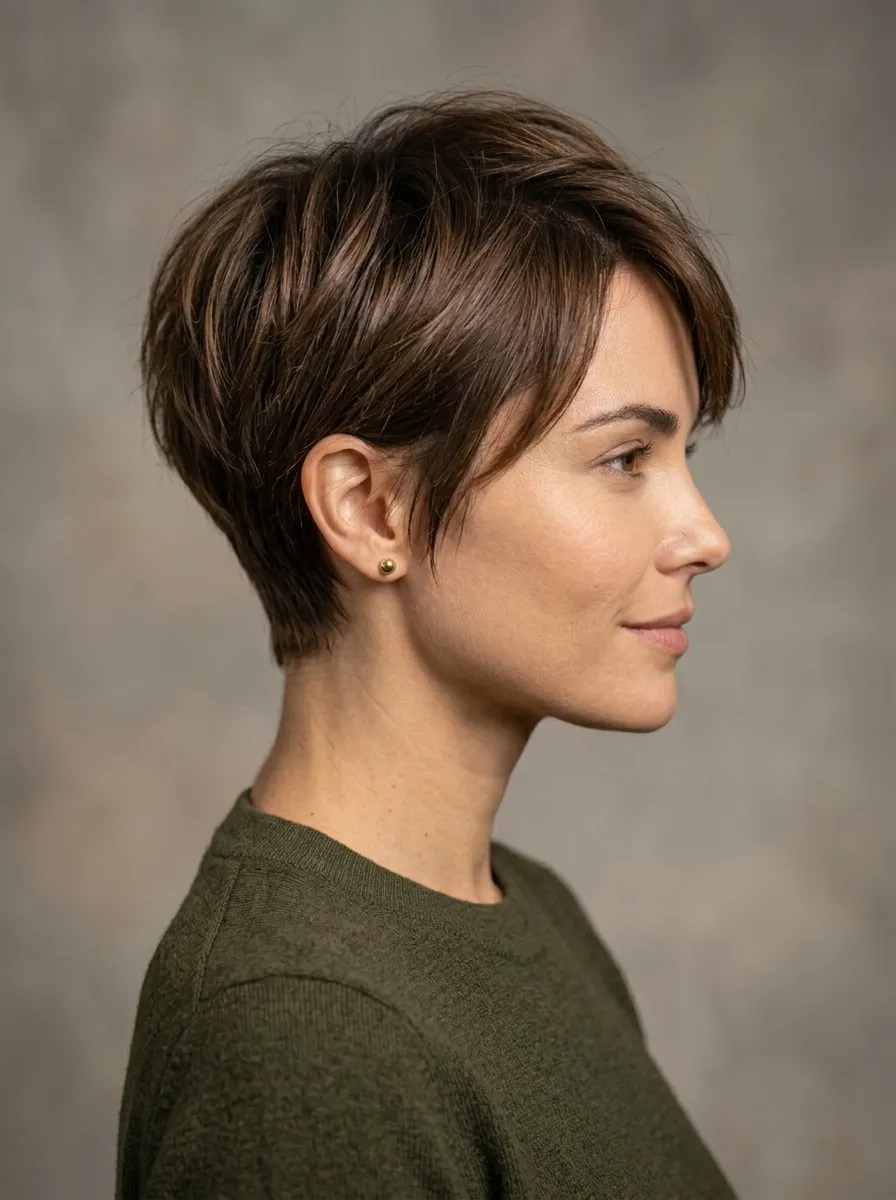 Tousled Pixie With Side Fringe