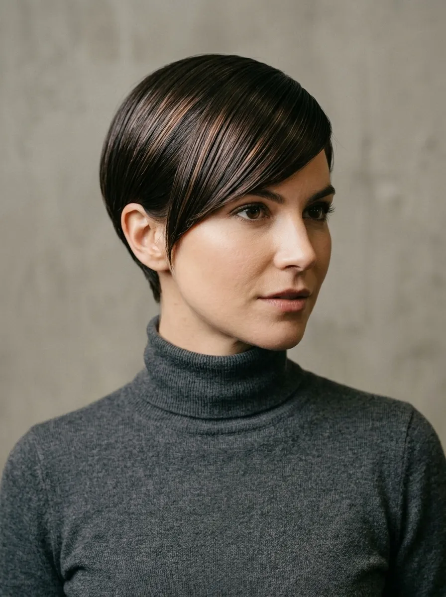 Sleek Pixie With Long Fringe