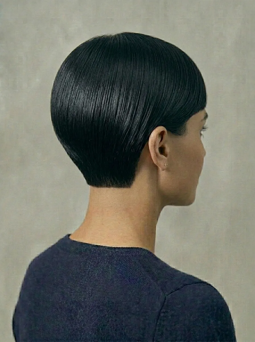 Straight Black Pixie With No Layers