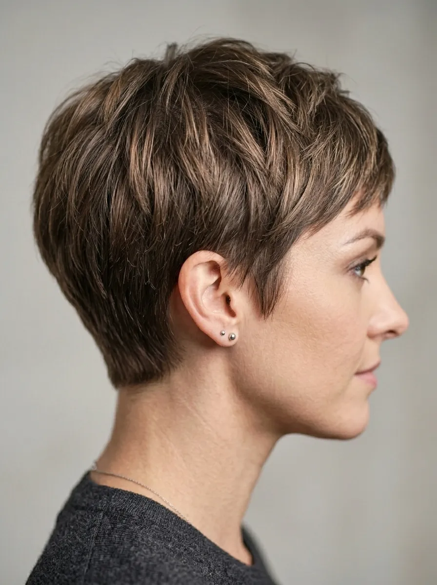Short Layered Pixie With Clean Lines