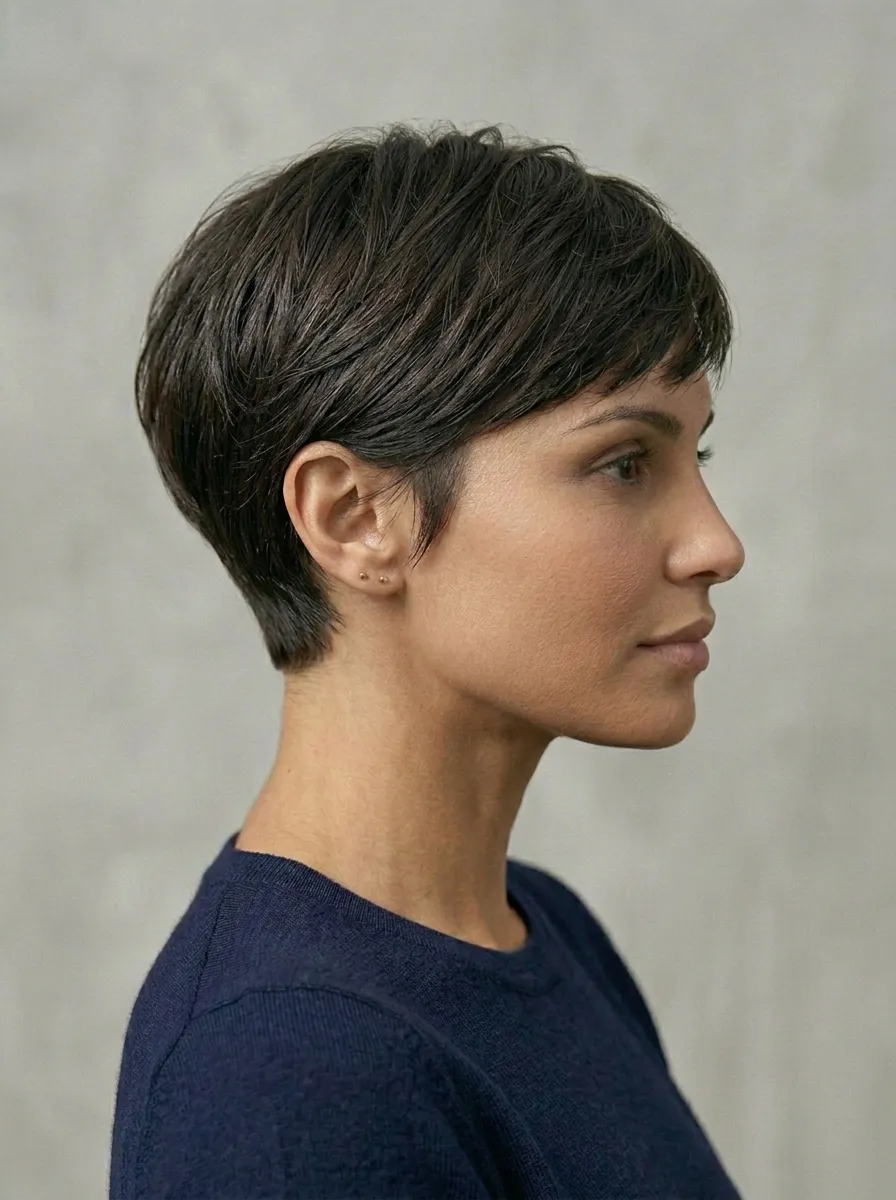 Layered Pixie With Side Part