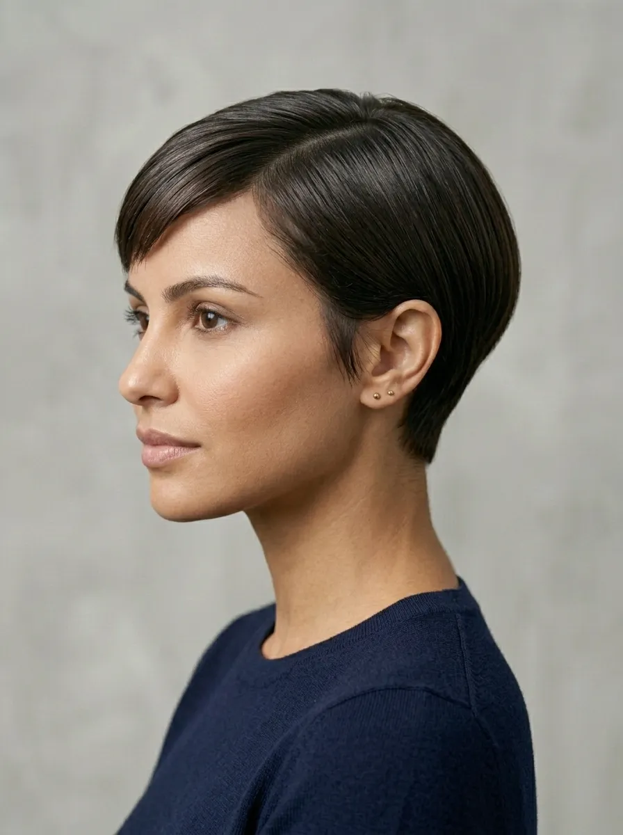 Rounded Pixie With Side Part