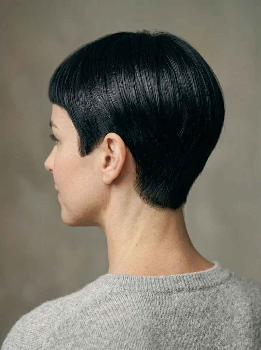 Black Pixie With Neat Back Contour
