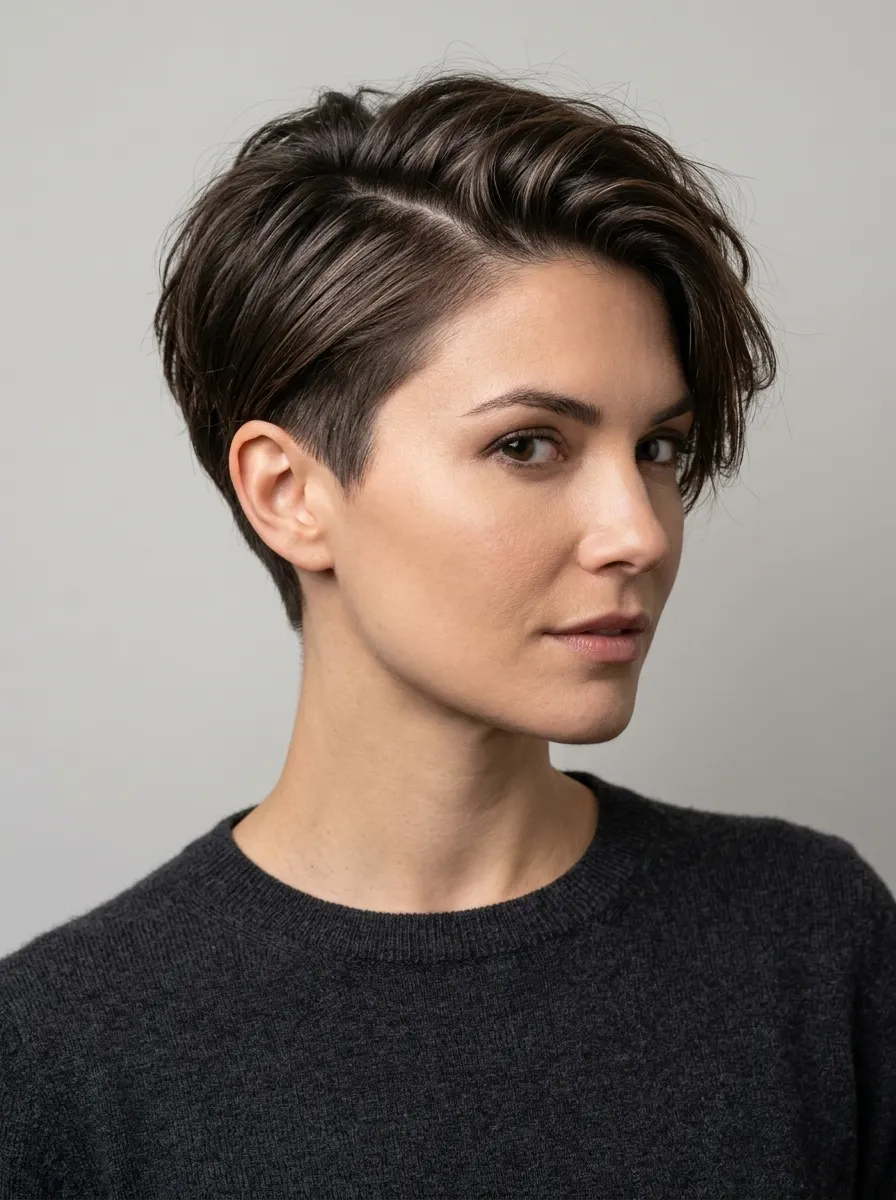 Tousled Pixie With Side Part