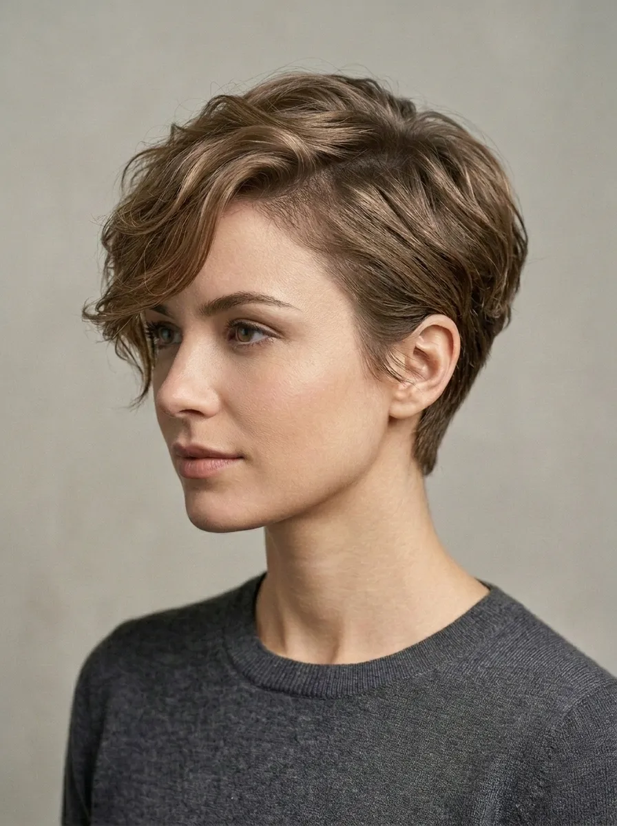 Side-Parted Casual Pixie