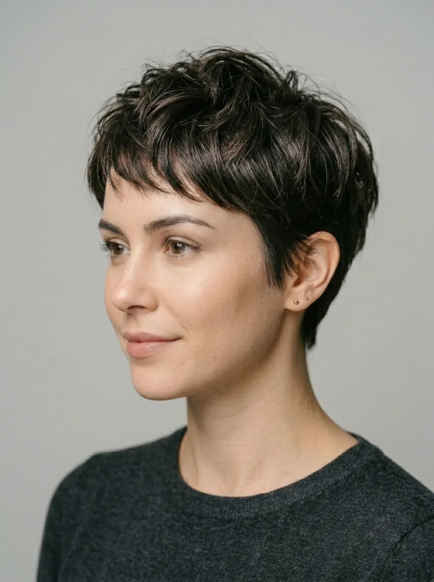 Tousled Pixie With Short Fringe