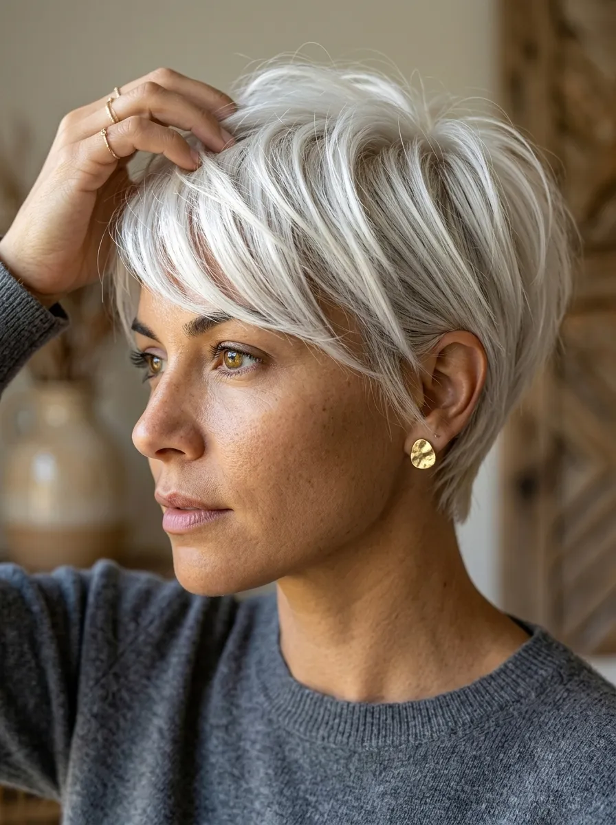 Tousled Platinum Pixie with Lifted Crown