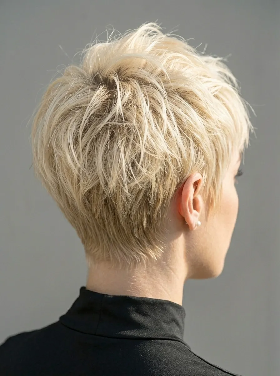 Tousled Blonde Pixie with Short Sides