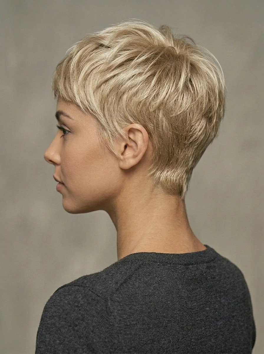 Feathered Blonde Pixie