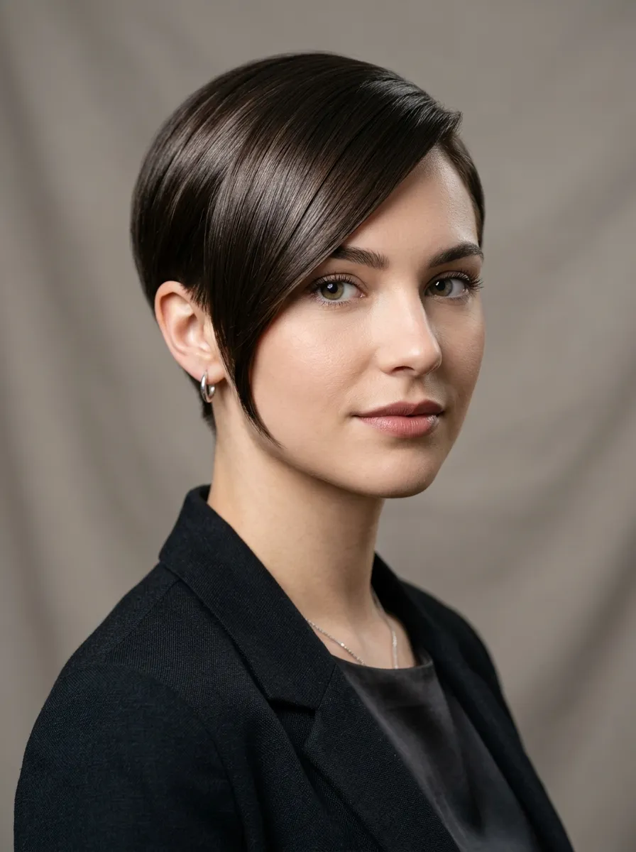 Sleek Pixie With Long Side Fringe