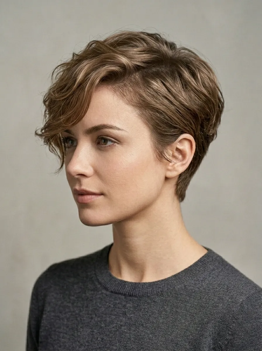 Tousled Pixie With Side Sweep