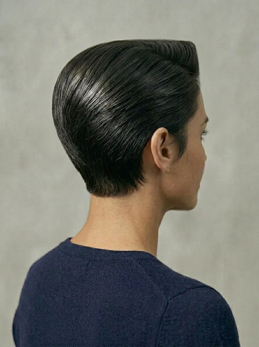 Classic Black Pixie With Flat Top Shape