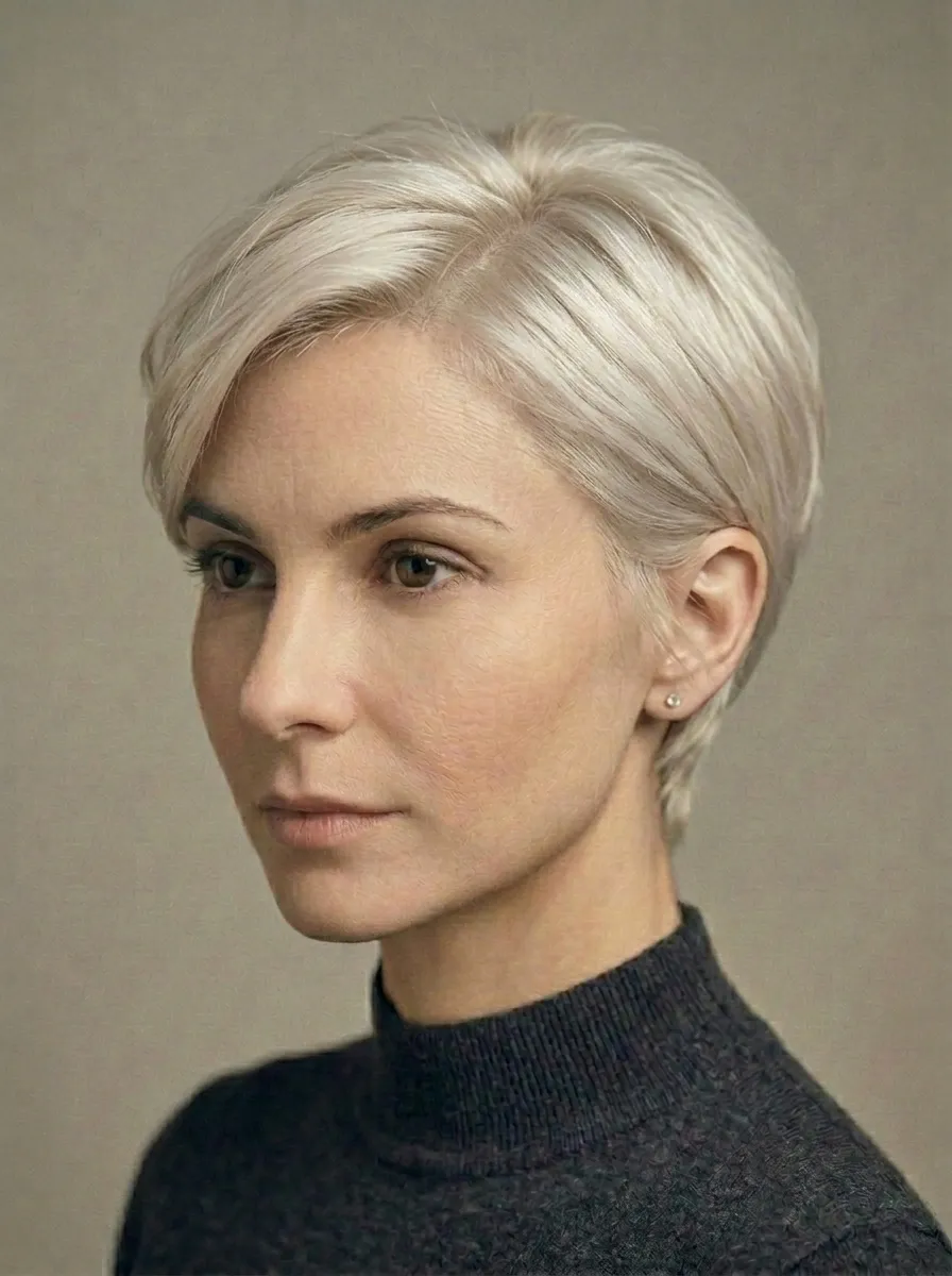 Platinum Pixie with Side Part