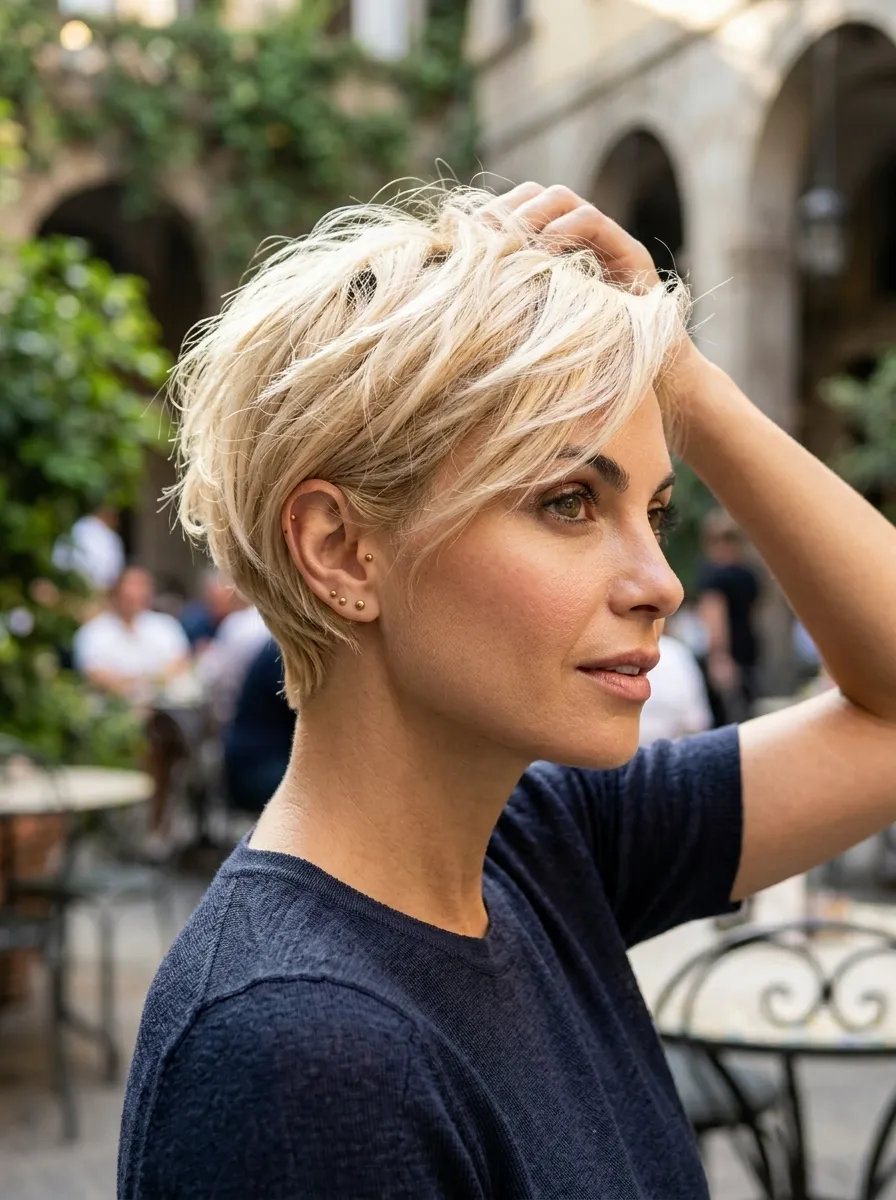 Tousled Blonde Pixie