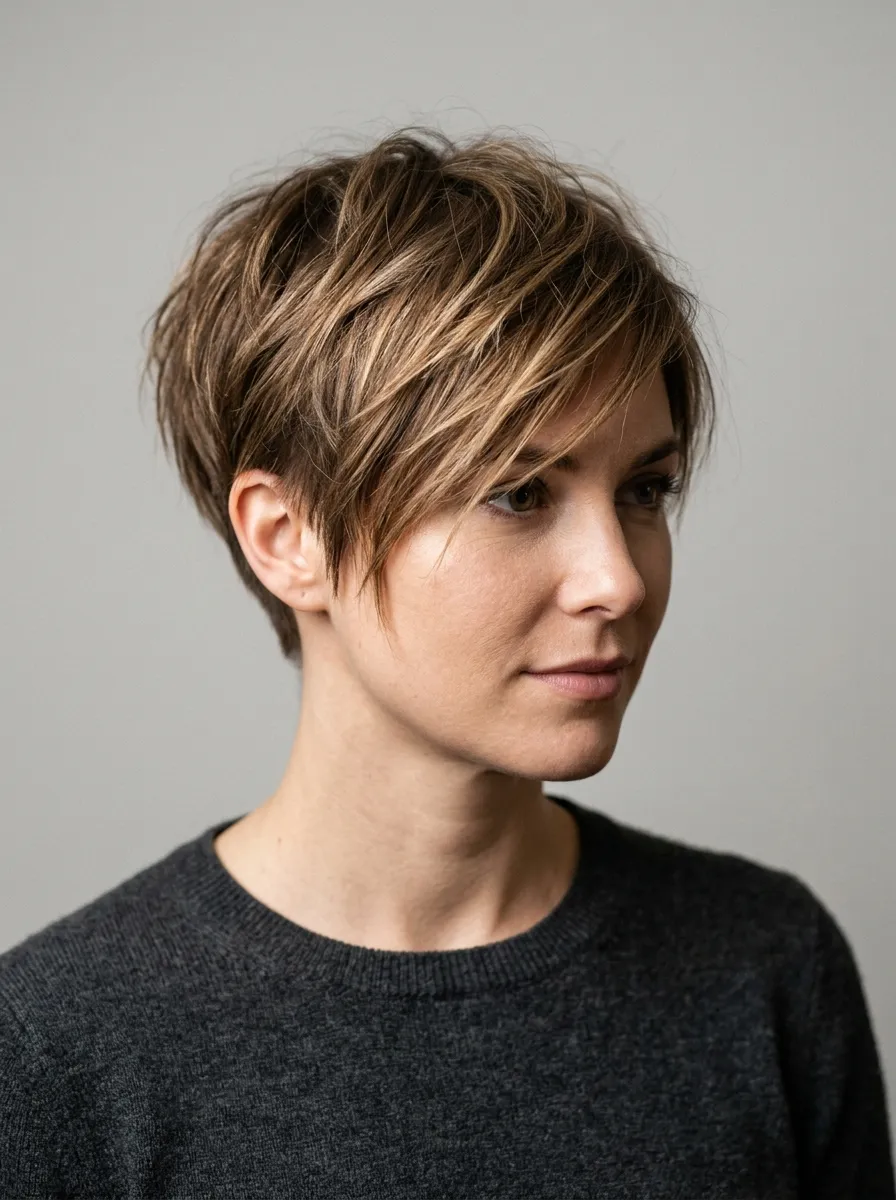 Tousled Pixie With Highlights