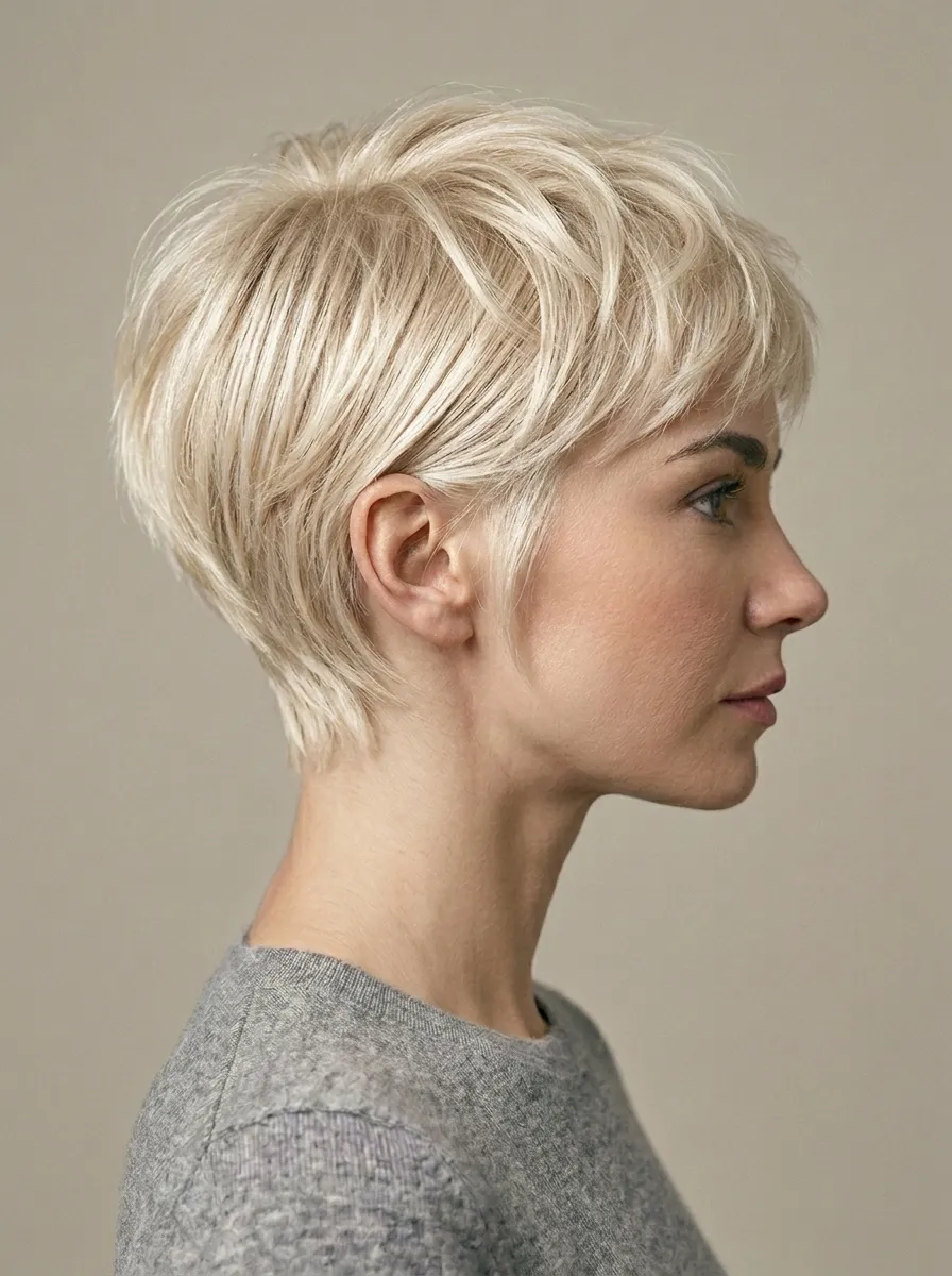Blonde Pixie with Tapered Sides