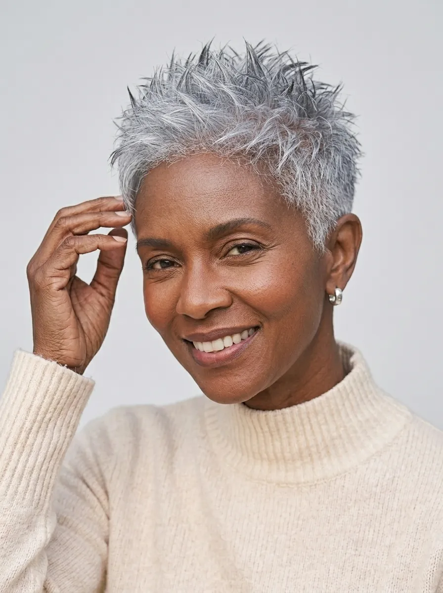 Messy Spiky Silver Pixie