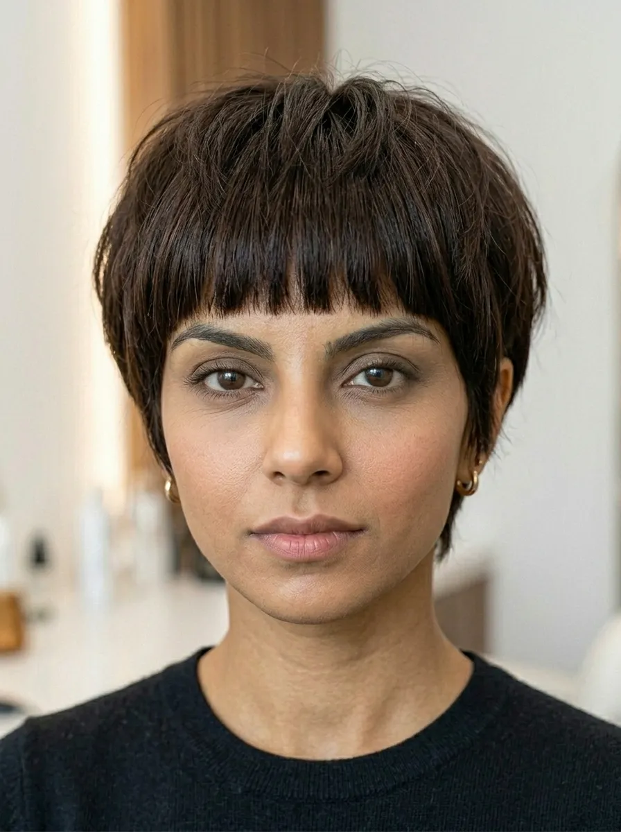The Voluminous Blunt Fringe Pixie