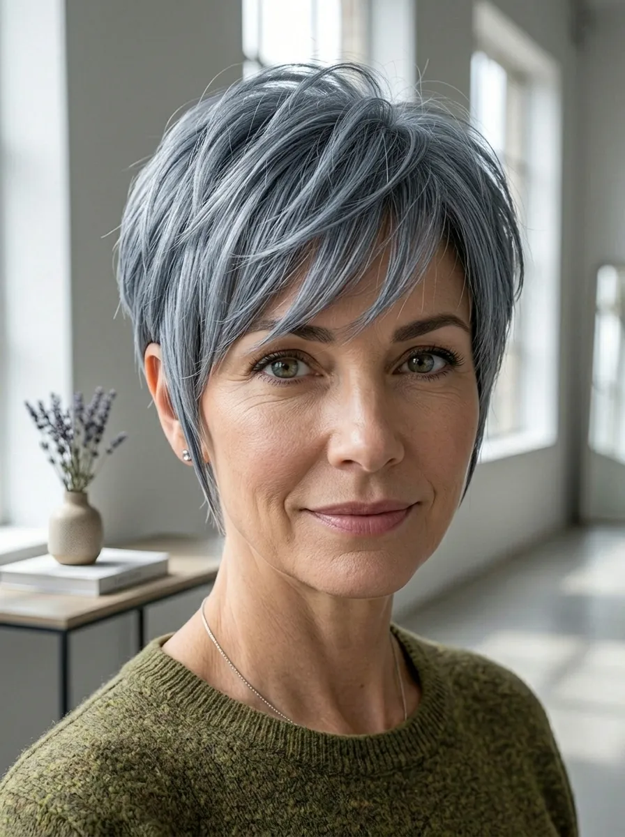 Soft Feathered Pixie for Fine Hair