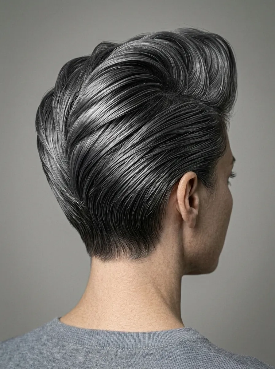 Pompadour Style Grey Cut