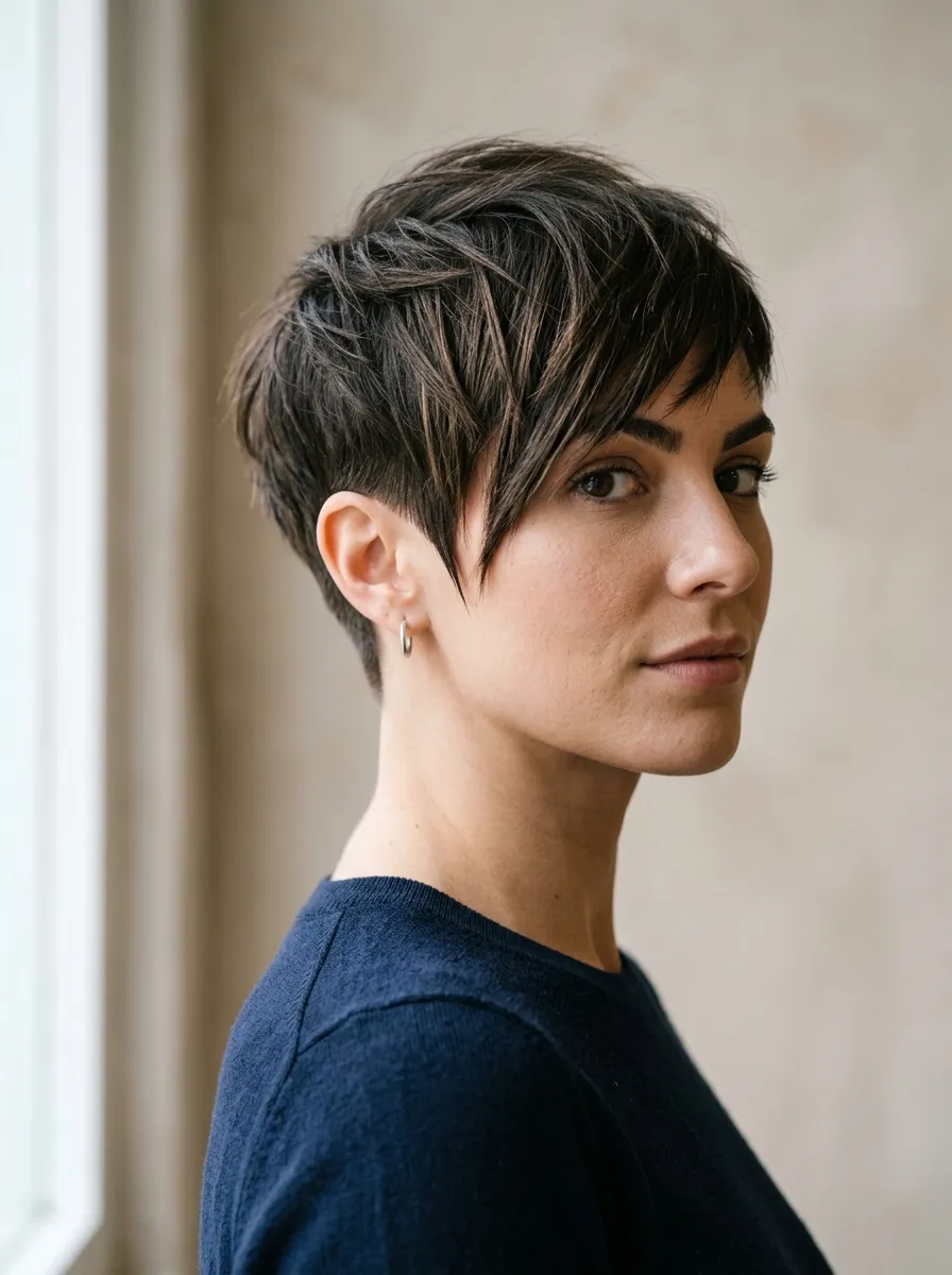 Angled Fringe Tapered Pixie