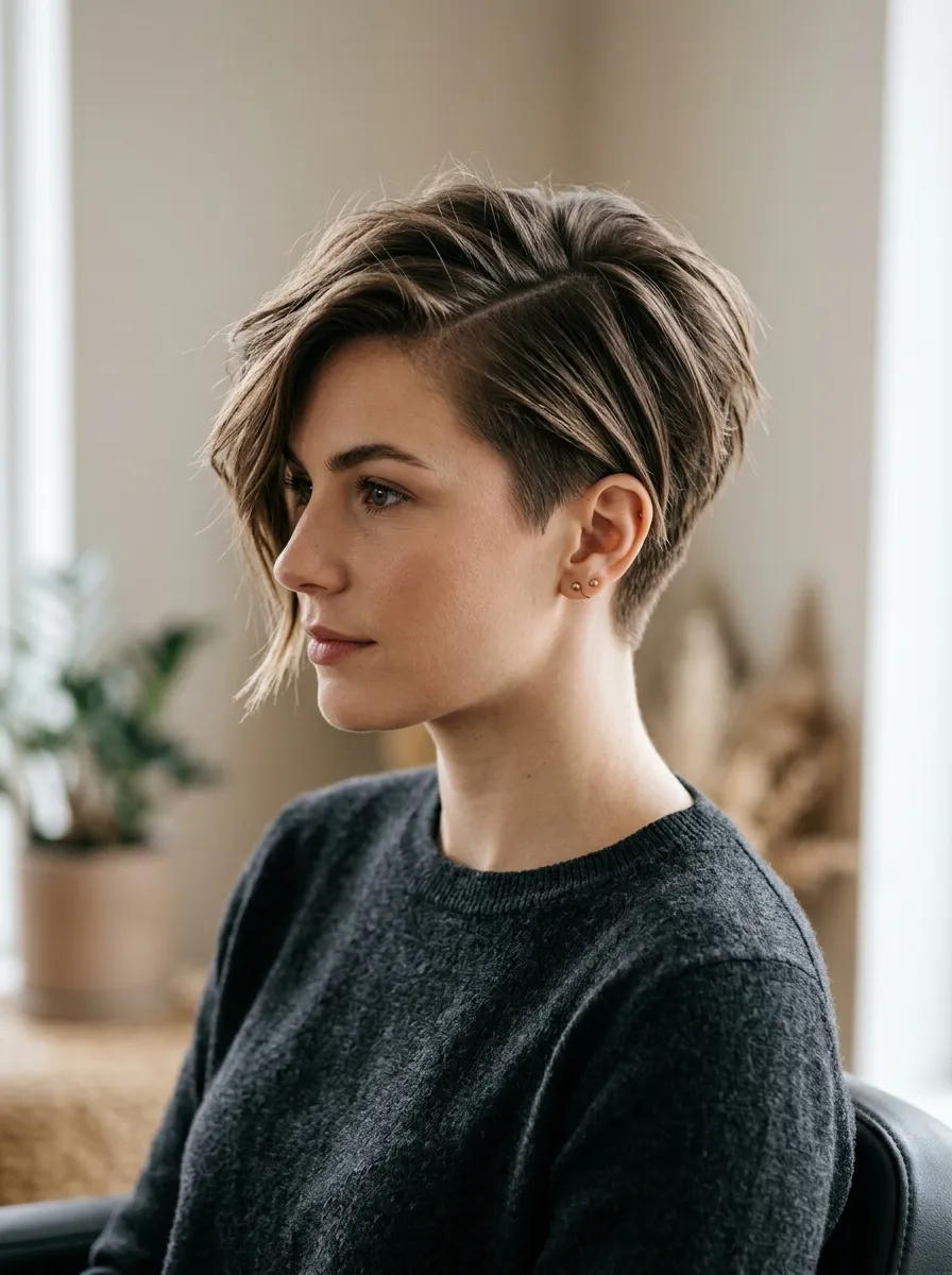 Angular Side-Part Pixie