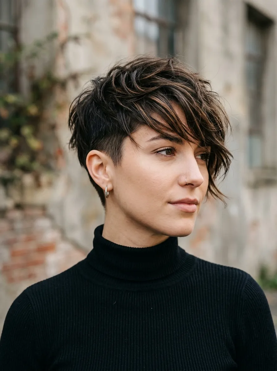 Edgy Textured Asymmetrical Pixie