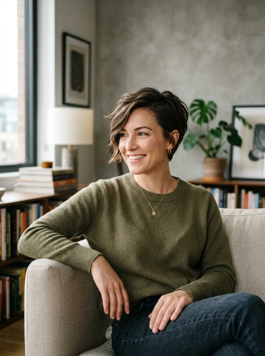 Layered Side-Part Pixie