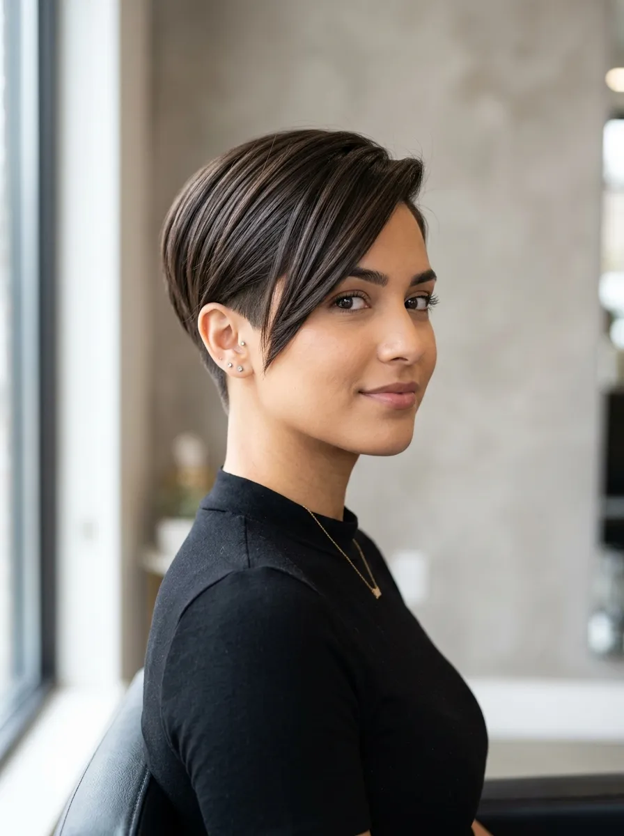 Side-Swept Tapered Pixie