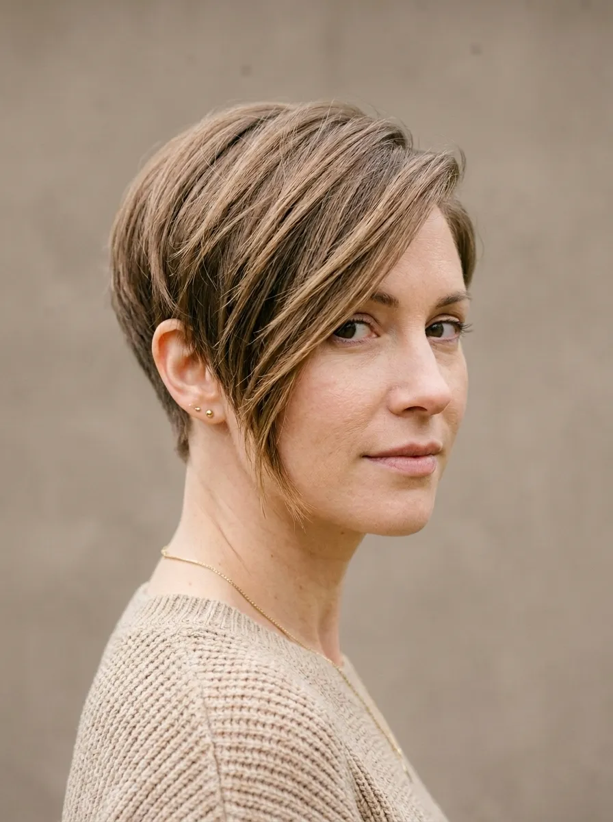 Tapered Back Asymmetrical Pixie