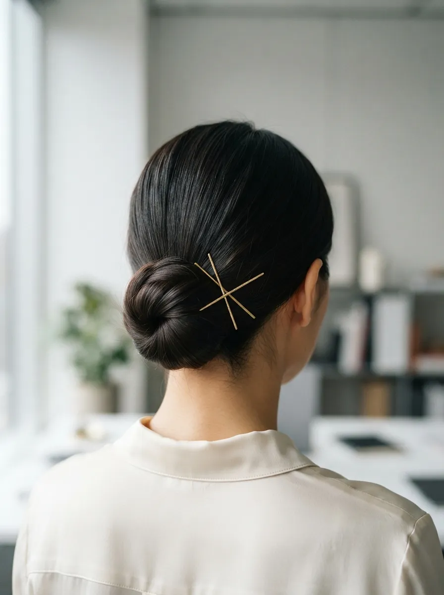 Bun Secured With Decorative Pins