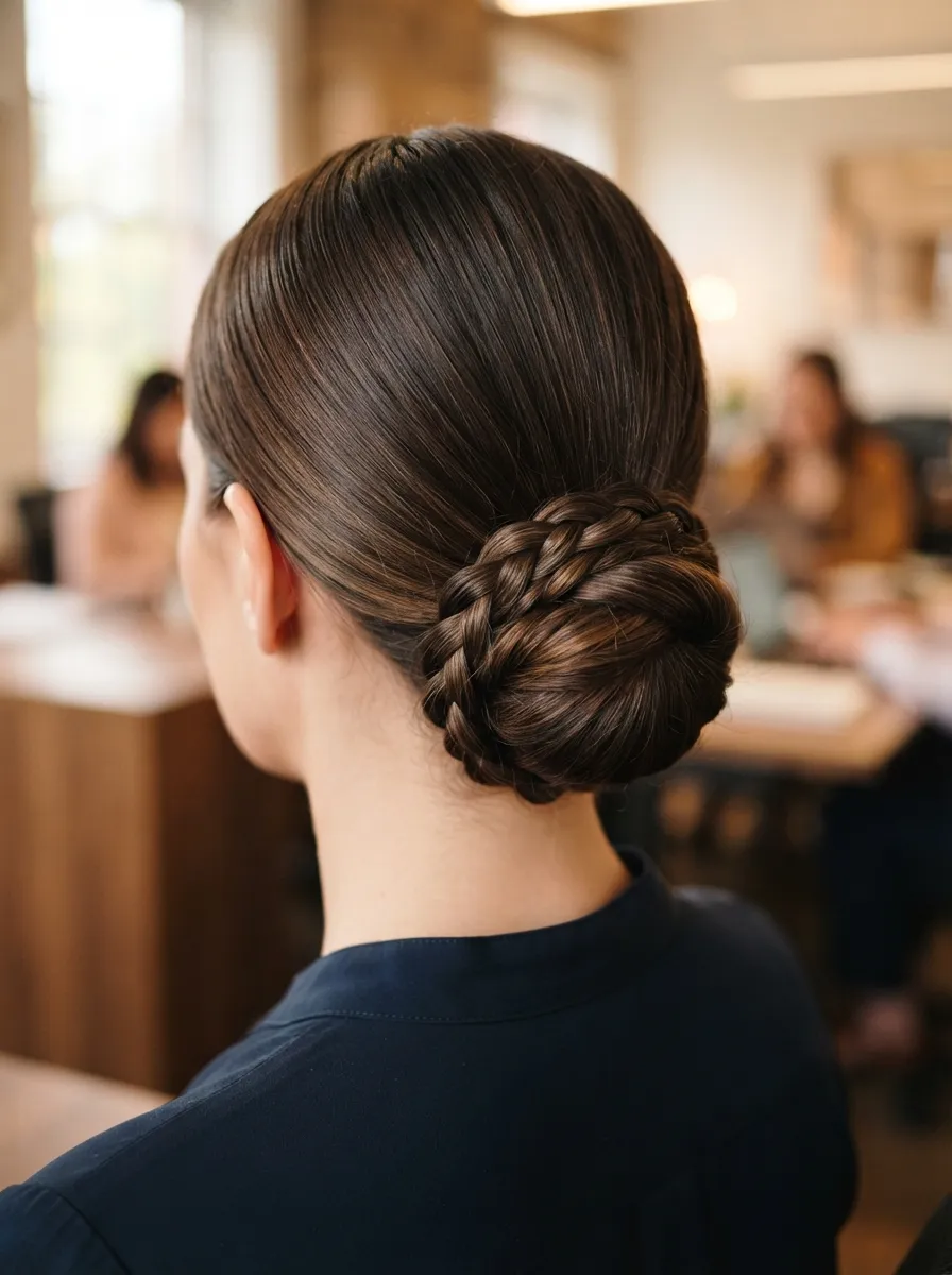 Low Bun Wrapped With A Braid