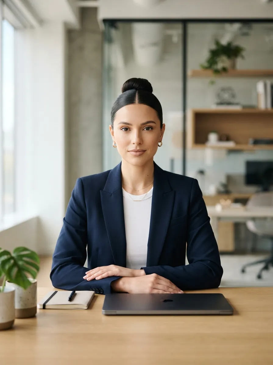 Sleek High Bun With A Center Part