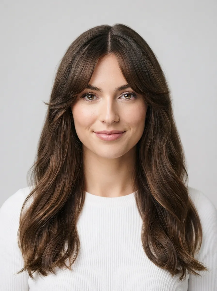 Center Part Curtain Bangs for Symmetry