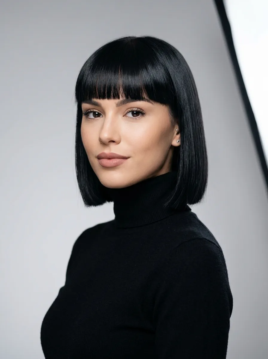 Bangs Paired with a Blunt Bob