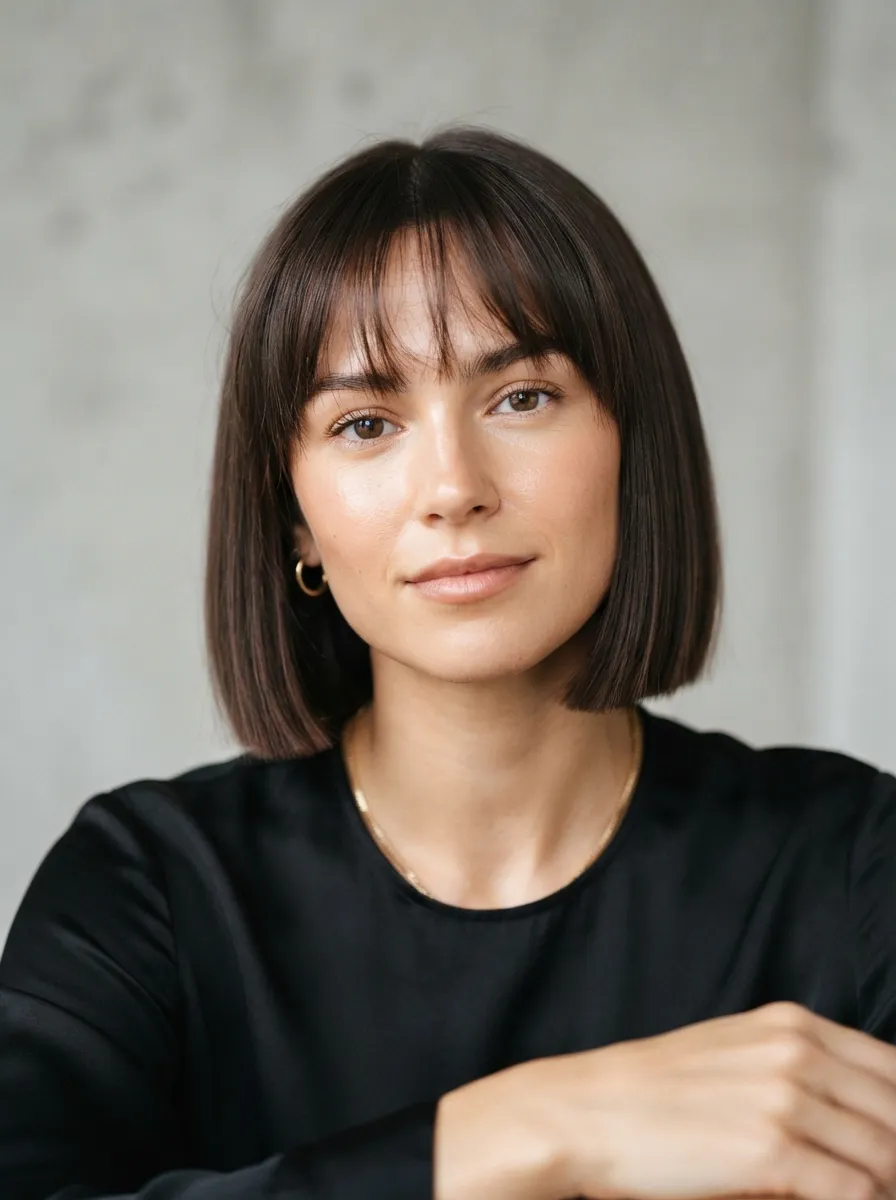 Wispy Bangs Paired With a Blunt Bob