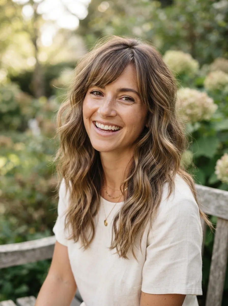 Wavy Side Swept Bangs