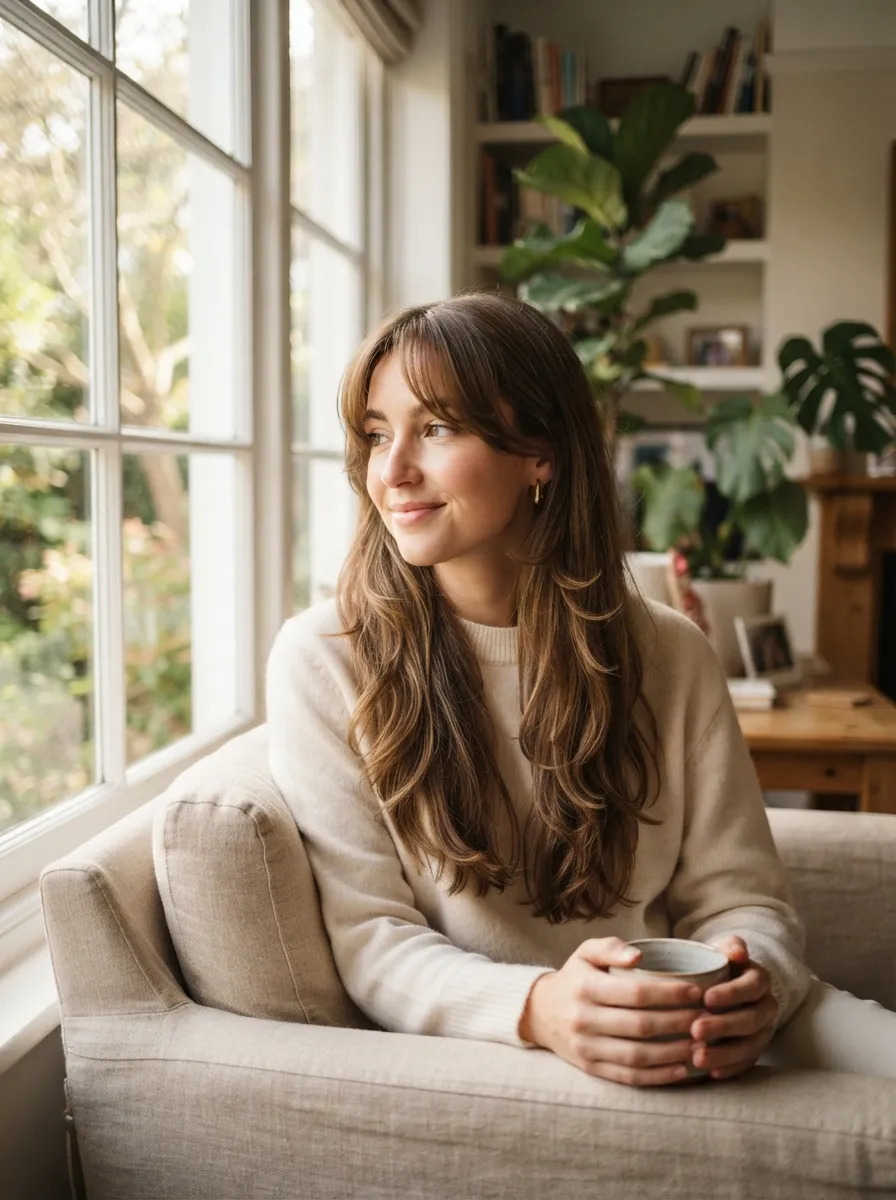 Long Curtain Bangs With Layers