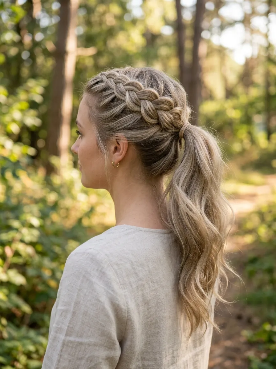 Dutch Braid Into Ponytail