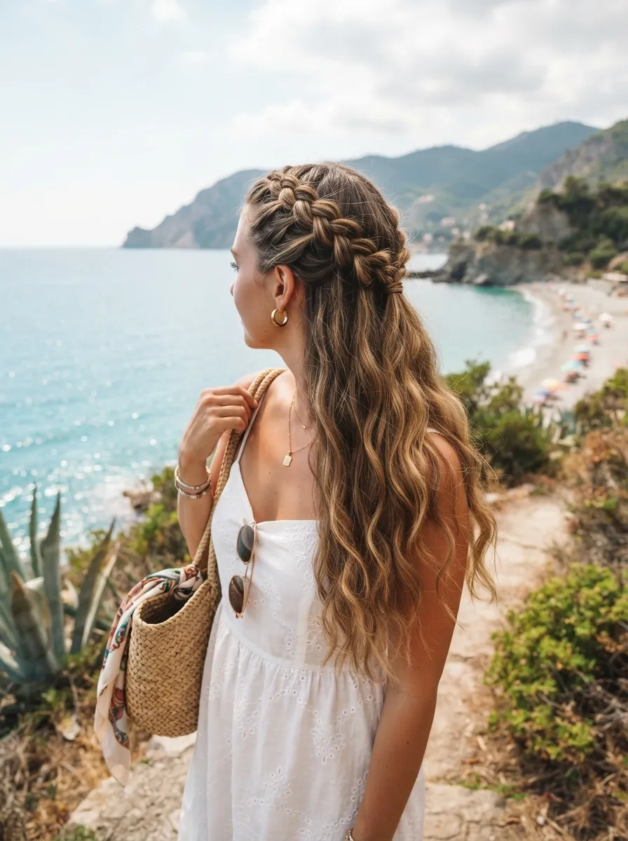 Half Braided Half Down