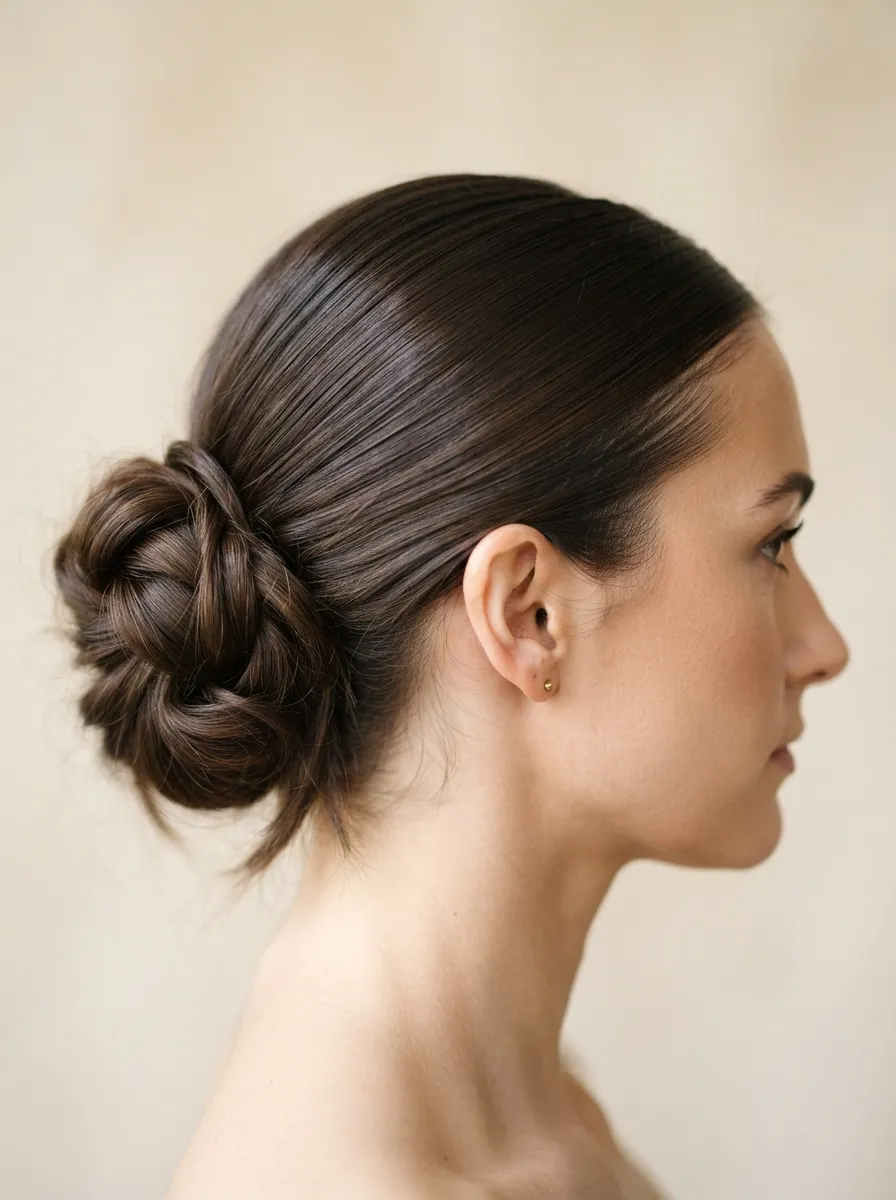 Sleek Front, Messy Back Bun