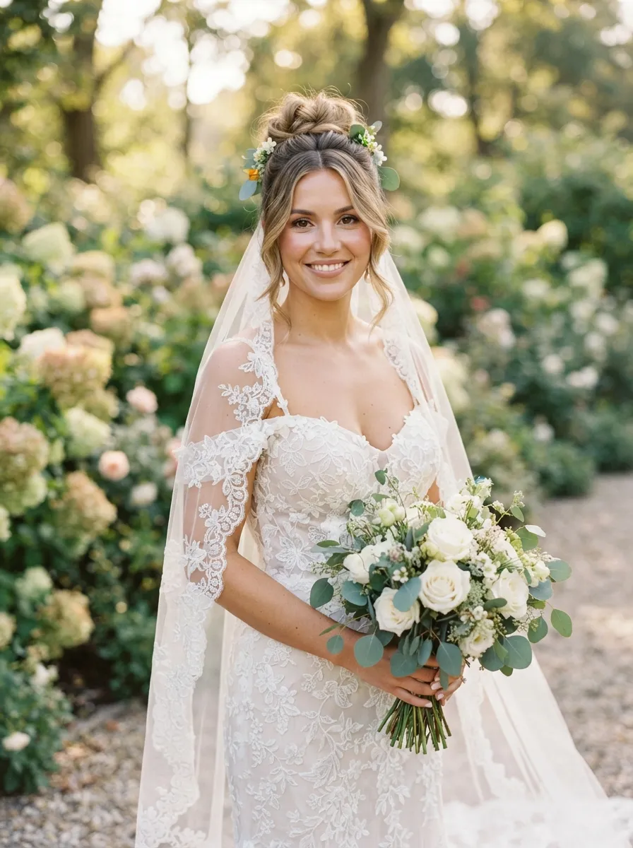 Half Up Bun With Face Framing Layers