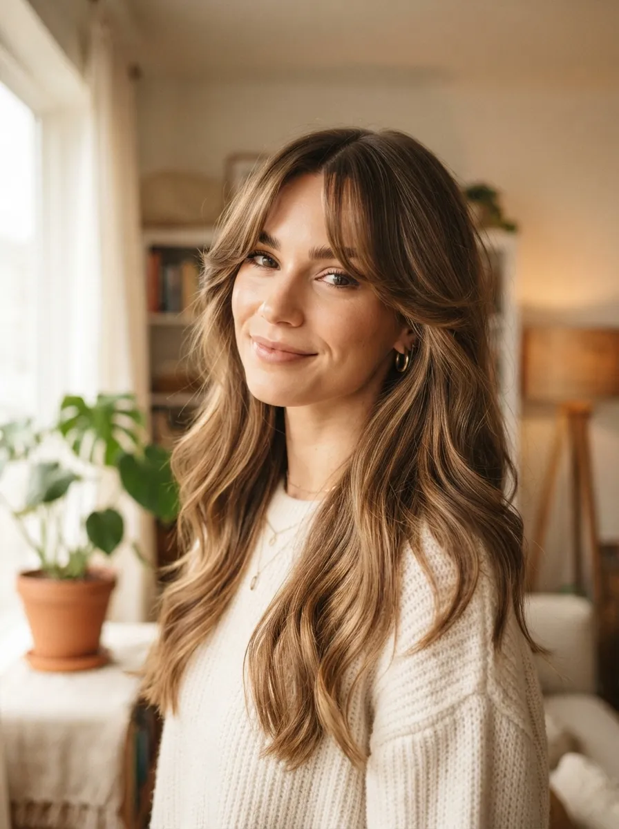 Curtain Bangs with a Middle Fringe Gap