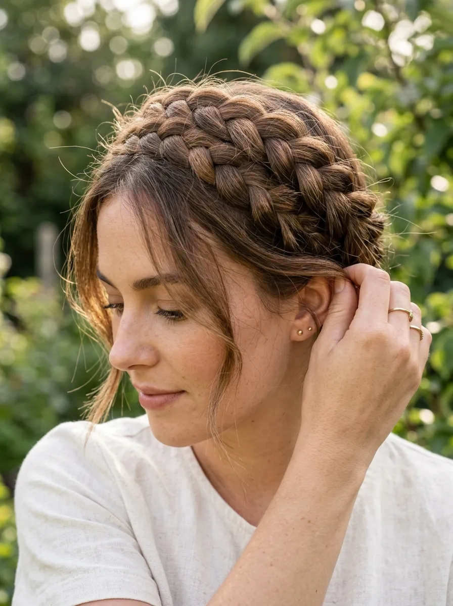 Bangs Achieved Through A Braided Crown