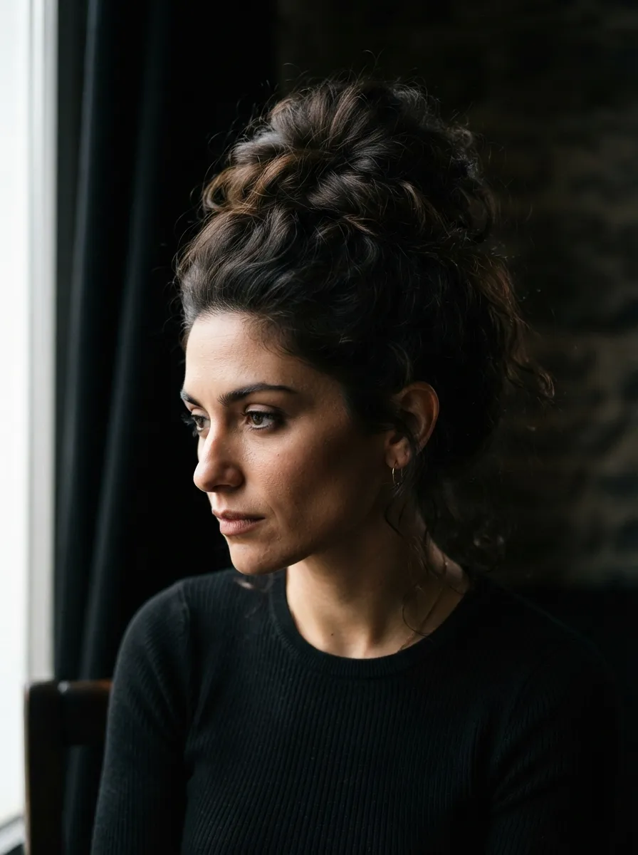 Voluminous Messy Bun for Thick Hair